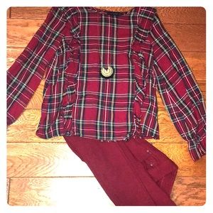 Holiday plaid blouse